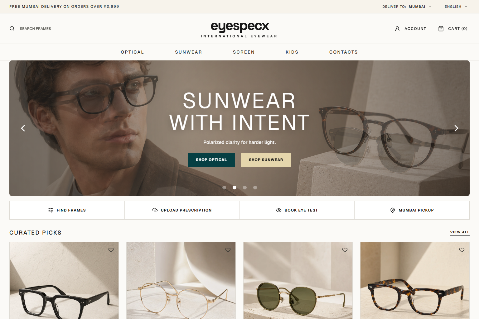 Eyespecx website preview